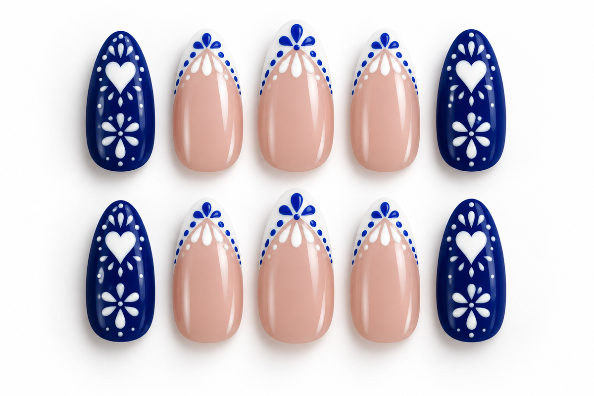 Blue Folk Art Press On