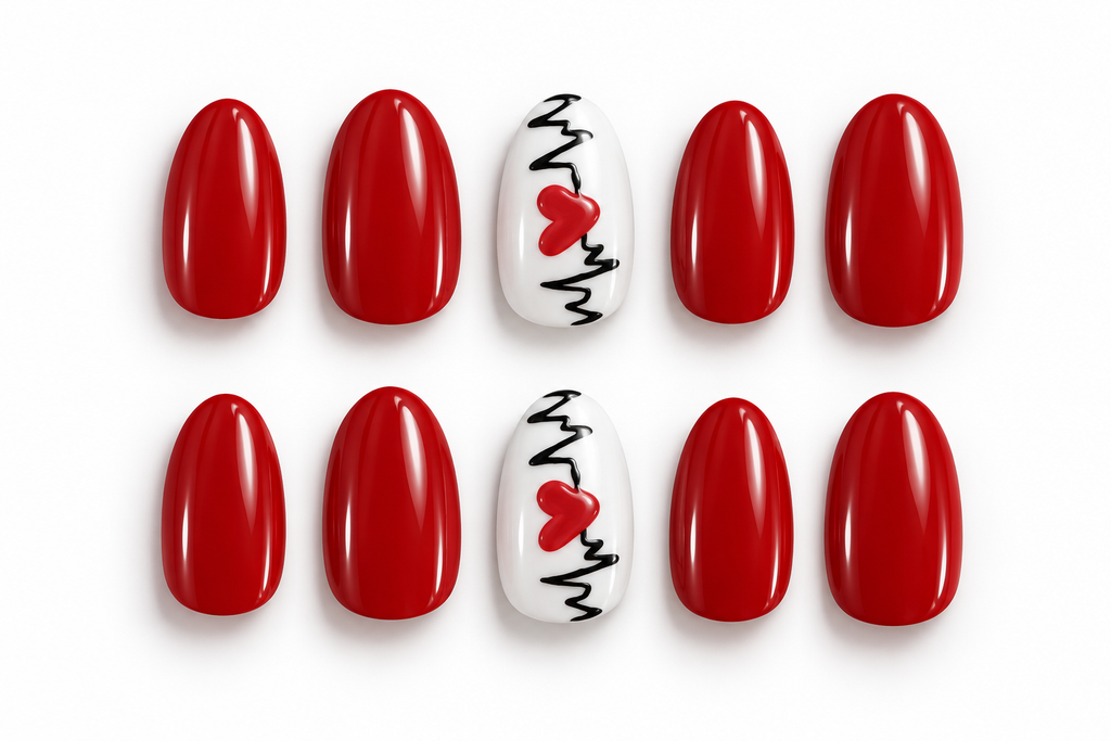 Heartbeat Red Press On