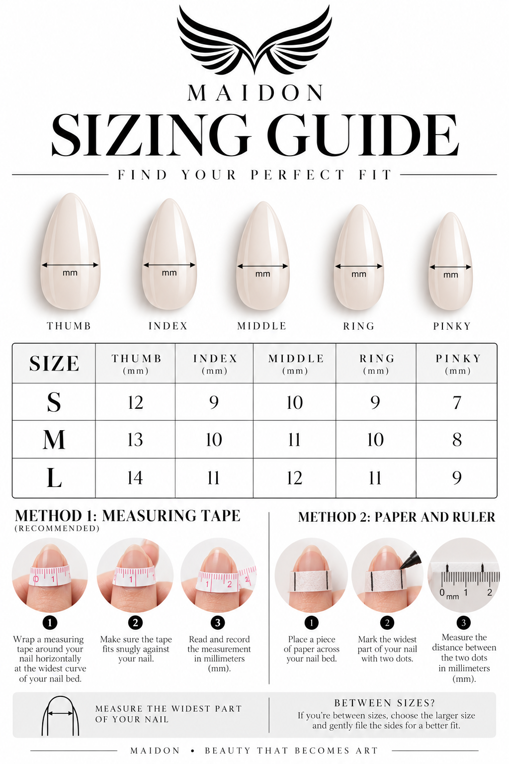 MAIDON sizing guide